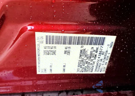 2016 Nissan Maxima 3.5 Sr z USA, uszkodzony, nr VIN 1N4AA6AP2GC438677